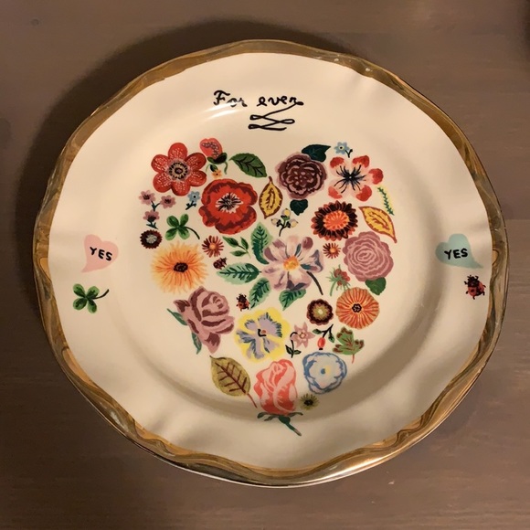 Anthropologie Nathalie Lete Forever Floral Engagement Wedding Plate - Picture 2 of 5